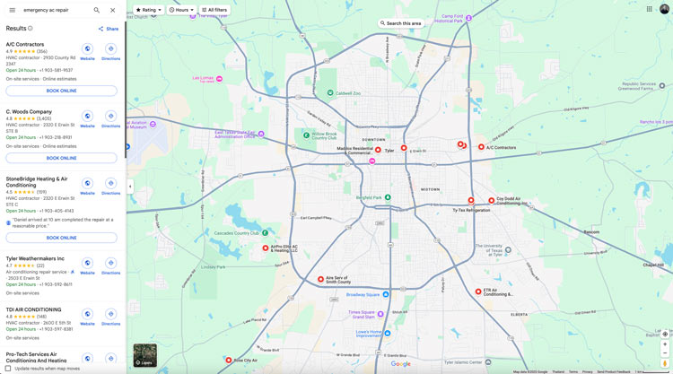 Emergency-ac-repair-map-results-tyler-texasv